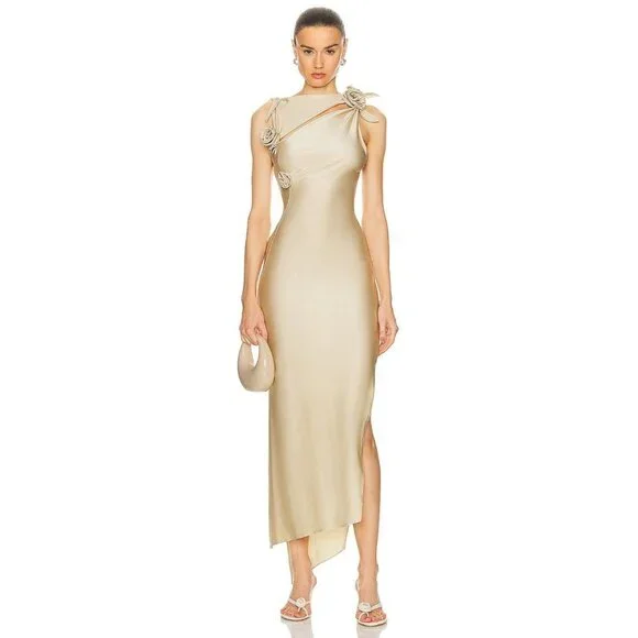 Coperni Gold Asymmetrical Gown with Slit - Picture 2 of 16